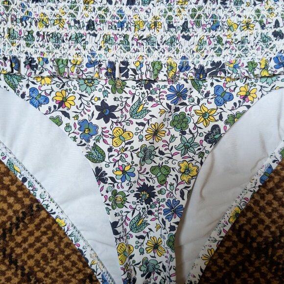 Tory Burch Love Floral Costa Bandeau Smocked Bikini Set Size M Strapless Ruched - Picture 8 of 12